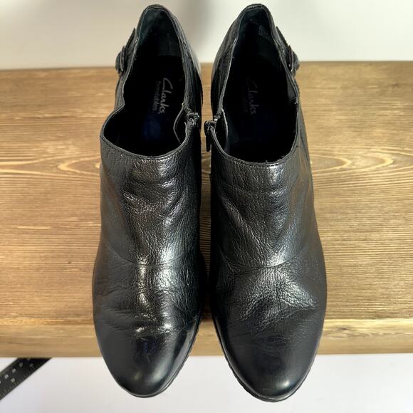 Clarks Bendables Heeled Ankle Booties Sz 10M Leather Career Comfort Shoes Dressy - Picture 4 of 11